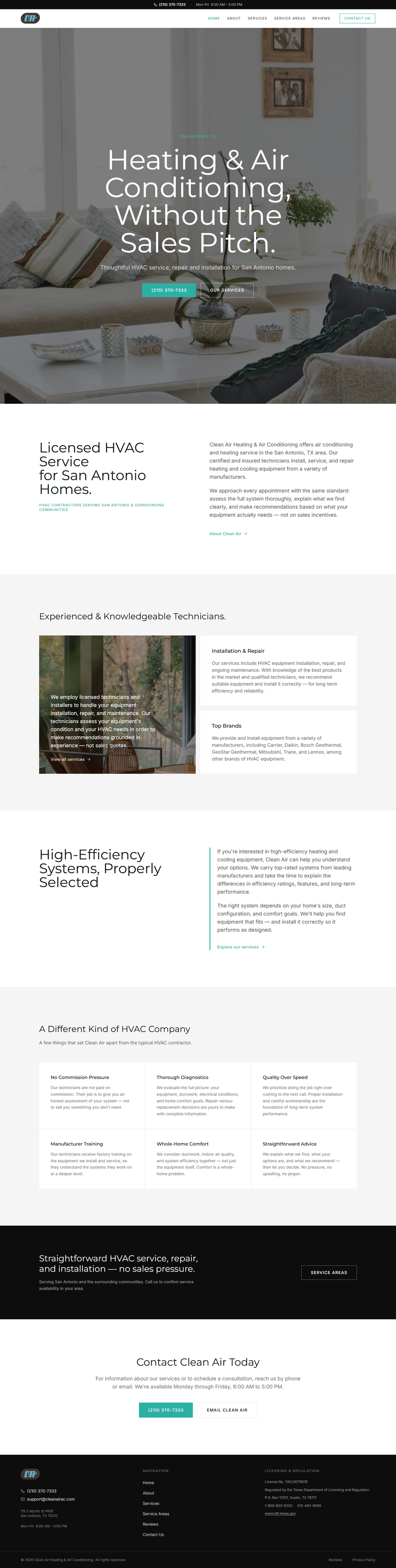 Clean Air Heating & Air Conditioning homepage