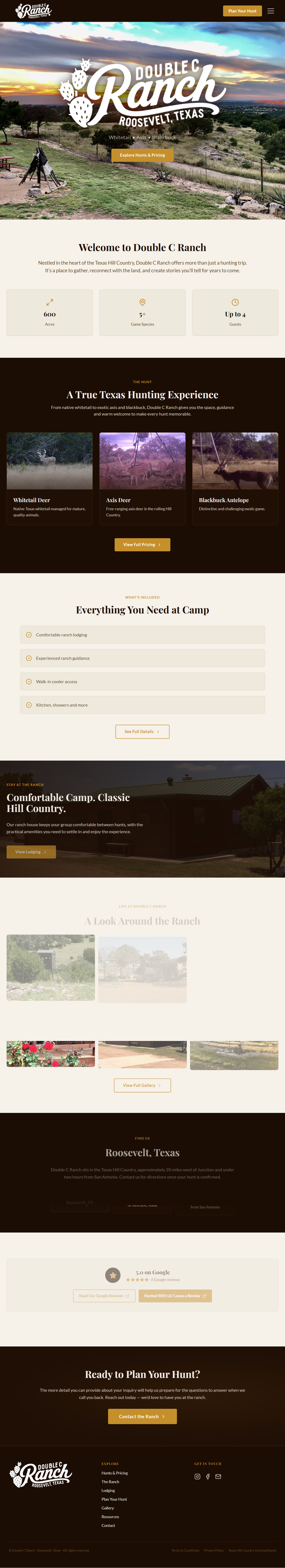 Double C Ranch website homepage