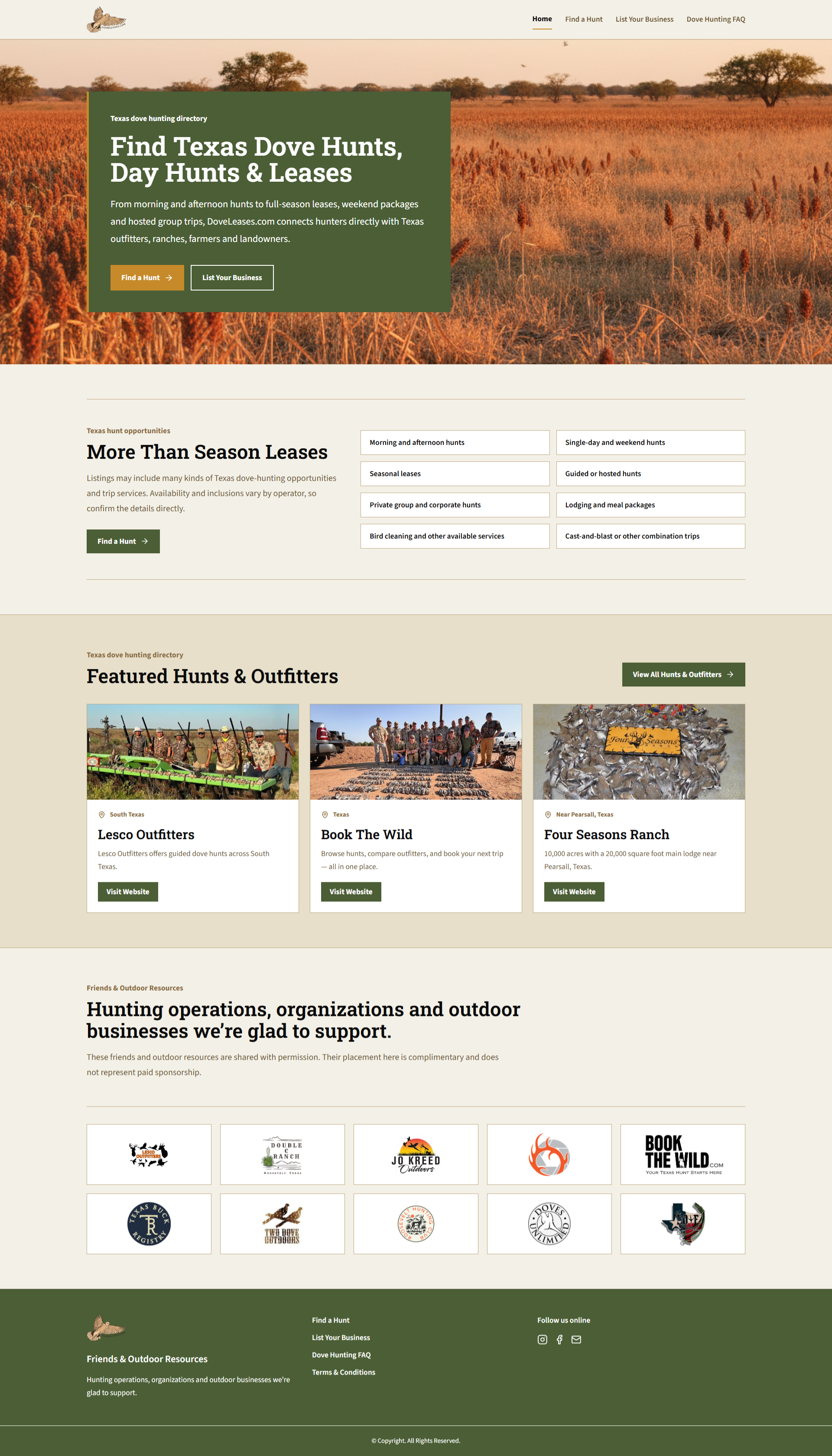 DoveLeases homepage