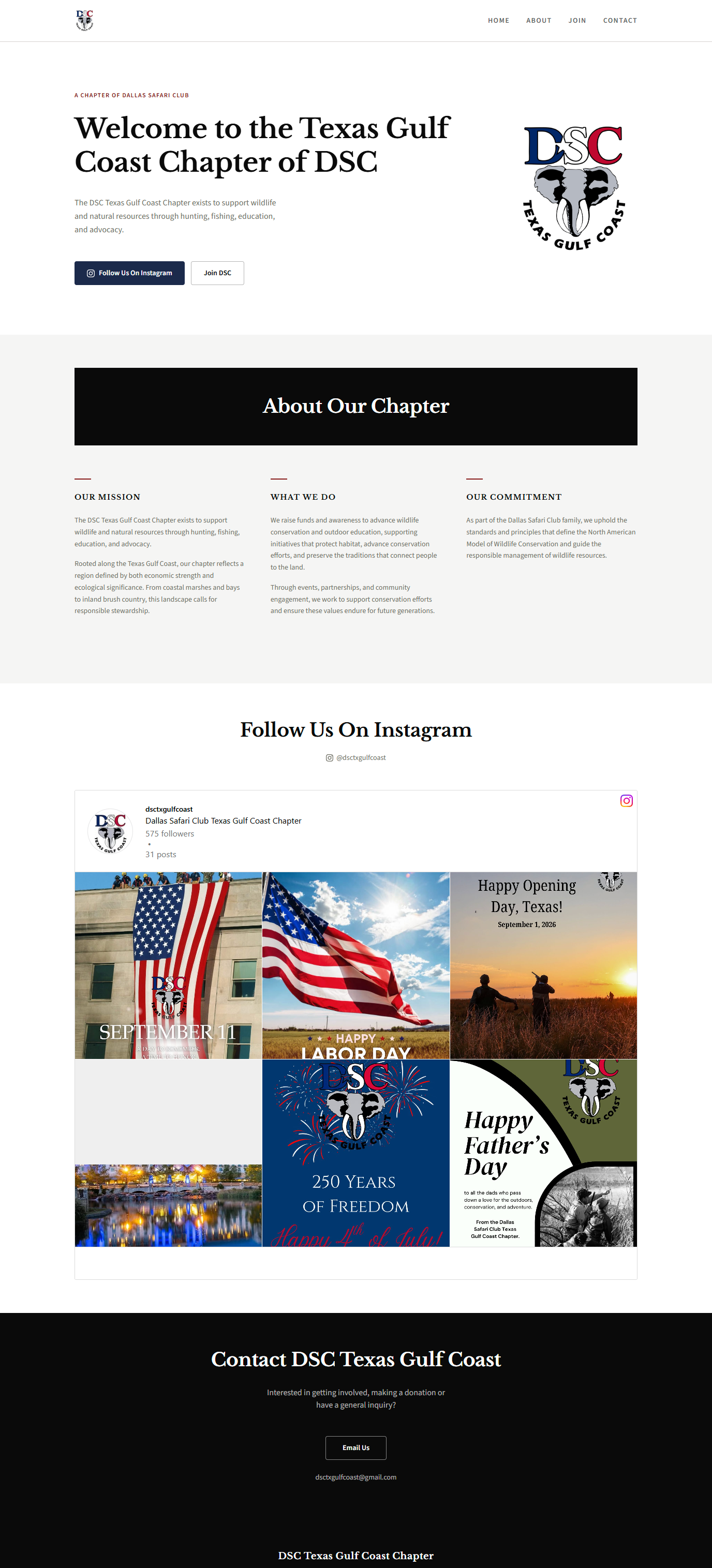 DSC Texas Gulf Coast homepage