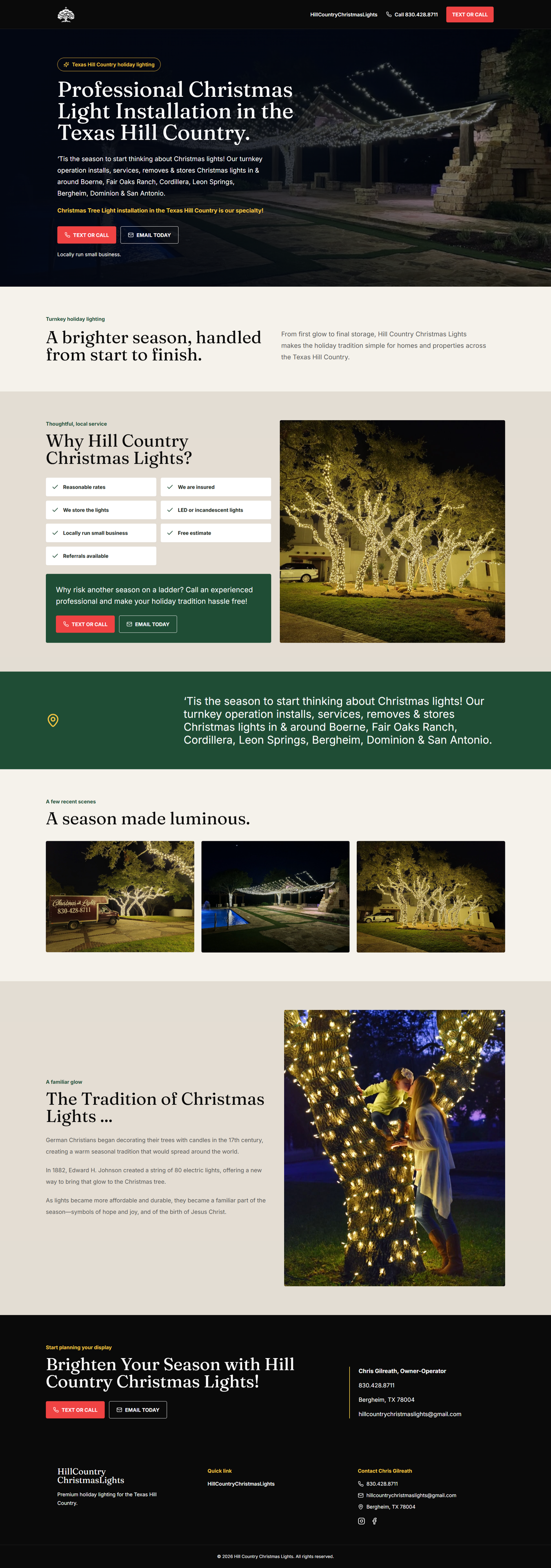 Hill Country Christmas Light homepage