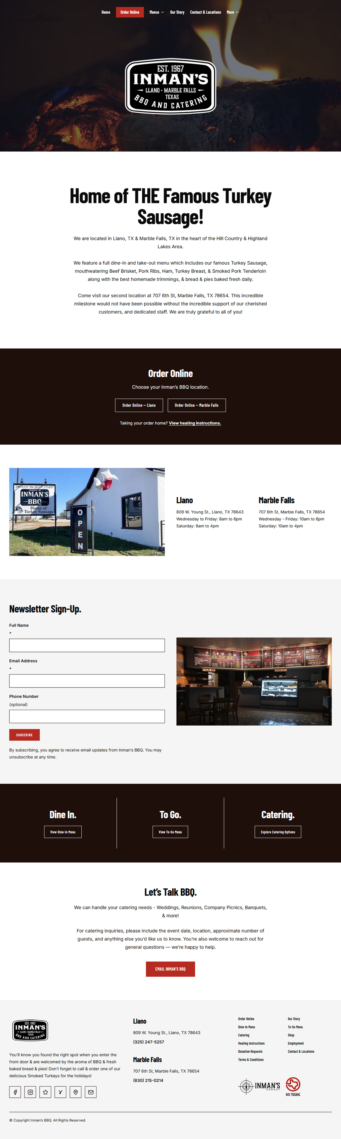 Inman's BBQ homepage
