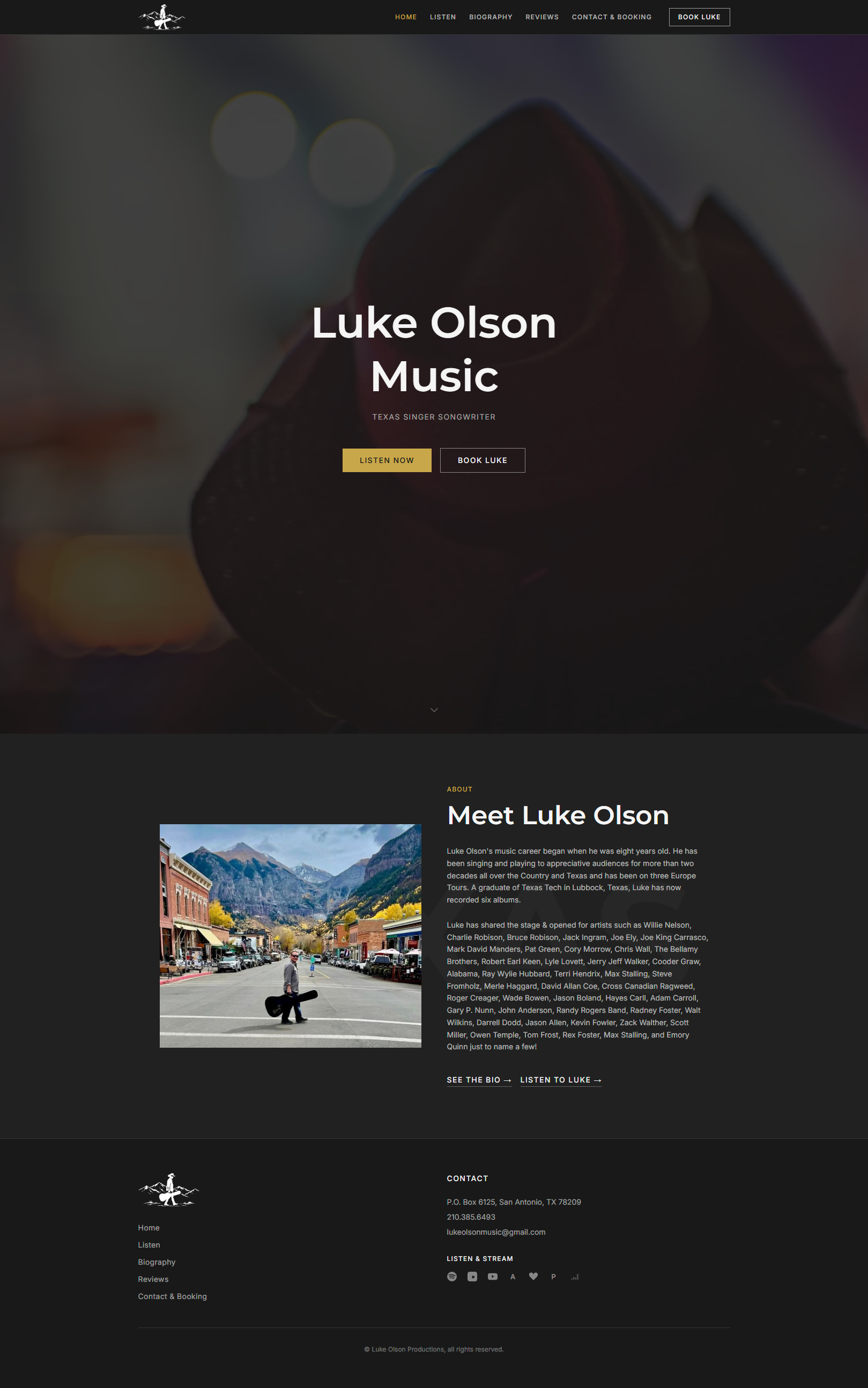 Luke Olson Music homepage