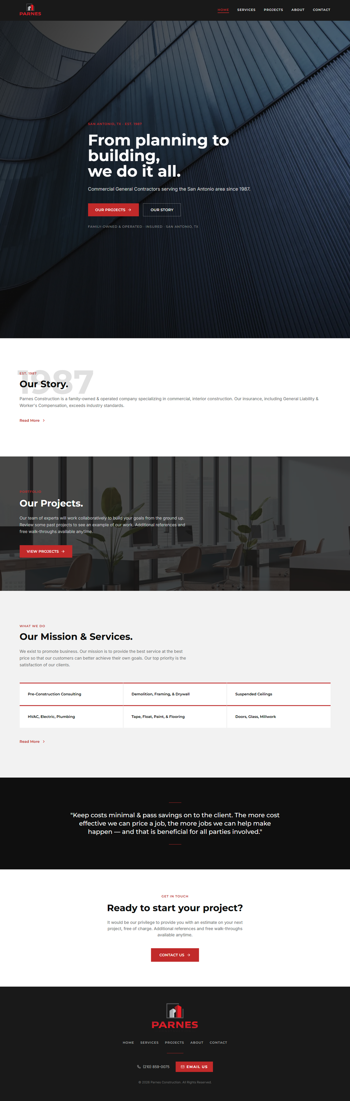 Parnes Construction homepage