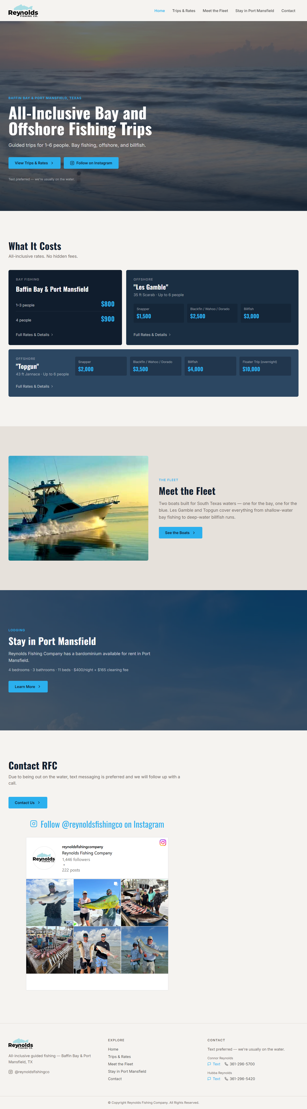 Reynolds Fishing Company homepage