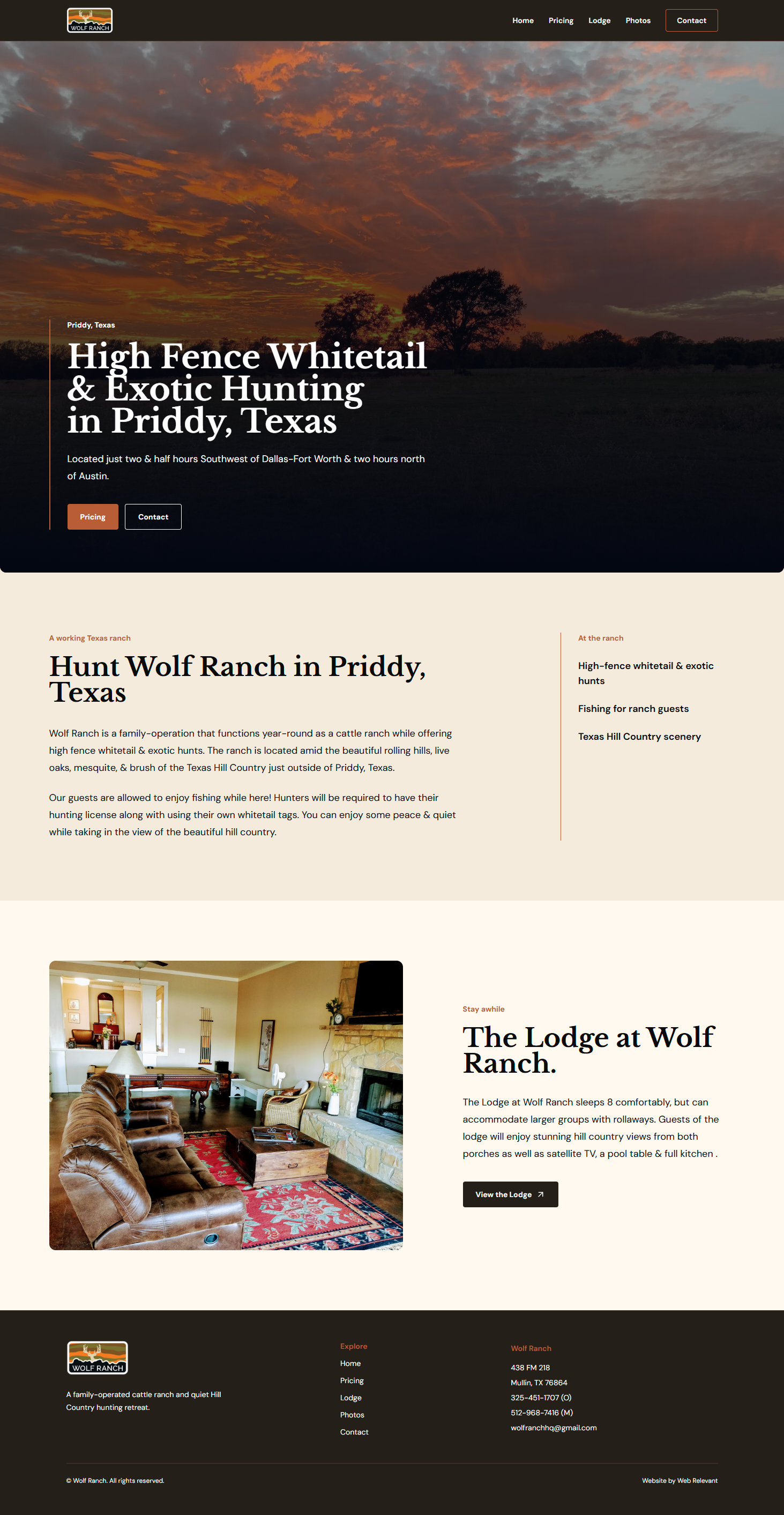 Hunt Wolf Ranch homepage