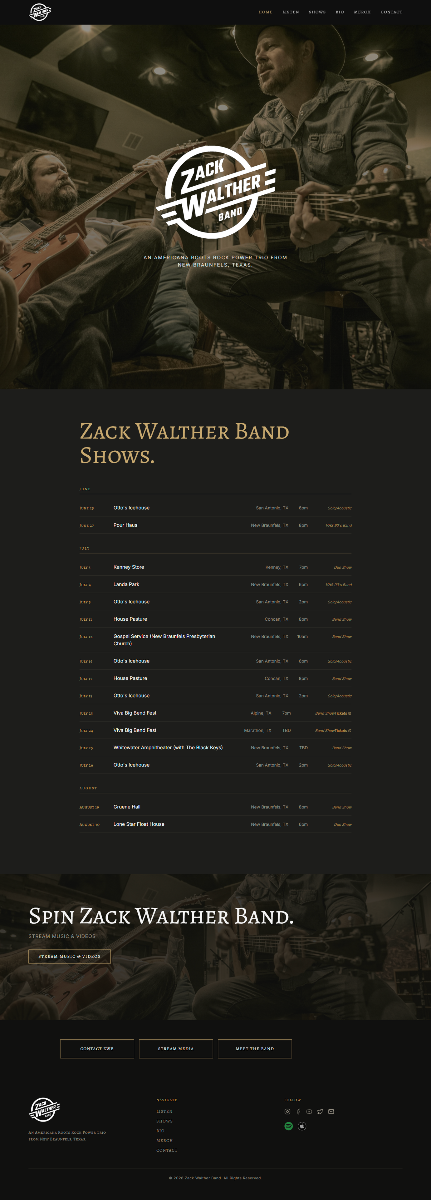 Zack Walther Band homepage